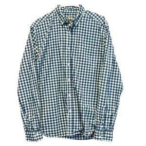 BODEN Shirt Men's Large Blue Green Check Long Sleeve Button Down Collared Work